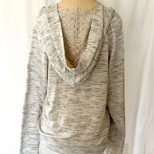 Scrapbook Grey  Workout Thermal Lace Detail Hoodie Pullover Women’s Size M